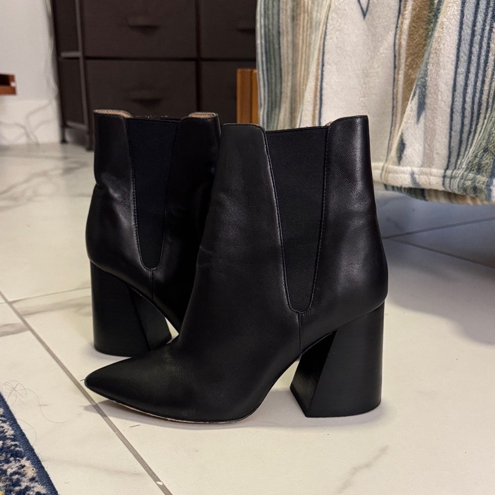 Joie Sleek Black Leather Heeled Boots